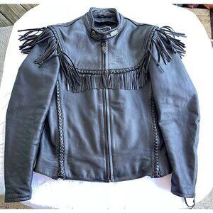 Harley Davidson Willie G Leather Black Fringed Motorcycle Jacket Men’s Size 38